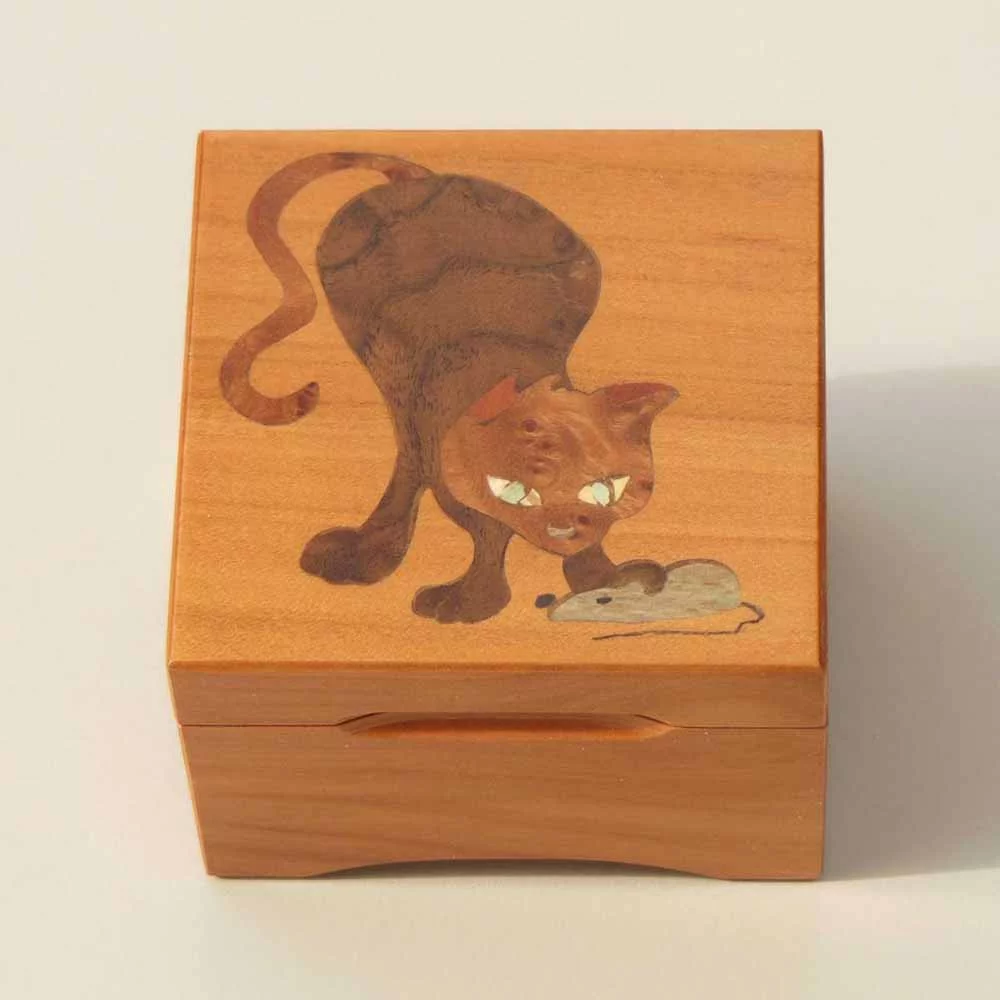 Coffret A Bijoux Marqueterie Chat Et Souris Ref C Bois Plaisir